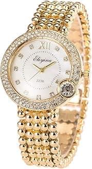 SIBOSUN Ladies Watches,Bling Watch Ladies with Gold Stainless Steel Band, Fas...