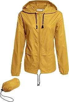 AvoogueRaincoat Women Lightweight Waterproof Rain Jackets Packable Outdoor Hooded Windbreaker