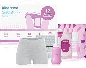 11pc Postpartum Essentials Kit Gift Set, Hospital Bag Must Haves for New Mom, Includes 4 Disposable Postpartum Underwear, 4 Ice Maxi Pads, Perineal Healing Foam & 24 Pad Liners & Peri Bottle