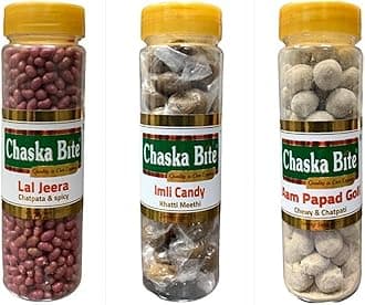 Aam Papad Goli (115 grams) Imli Jhatka (100 grams) Lal Jeera (140 grams) Pack of 3 | 355 grams CHATPATI,