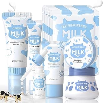 Skin Care Routine Set For Teens Age 10-12, Milk Skin Care Gift Kit For Kids Age 8-12, 11 In 1 Facial Kit With Alpha Arbutin, Hyaluronic Acid, Skin Care For Girls, Moisturizing & Gentle