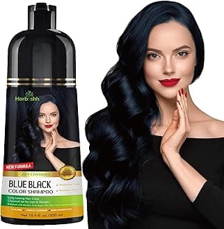 - Herbishh Hair Color Shampoo - Magic Long-Lasting Hair Dye for Gray Hair Coloring in Minutes - 500 Ml - 3-In-1 Ammonia-Free Formula (Blue Black)