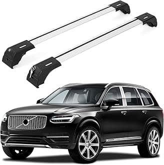 ERKUL Roof Rack Cross Bars for Volvo XC90 2016-2026 | Aluminum Crossbars with Anti Theft Lock for Rooftop | Compatible with Flush Rails - Silver