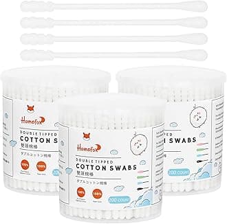 Cotton Swabs Spiral - 600 Count Organic Cotton Buds Double Side Tightly Wrapped Cotton Tips Paper Stick Soft Gentle Lint-Free Cruelty-Free, Round & Spiral (White)