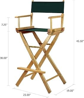 Casual Home 30" Director's Chair Natural Frame-with Hunter Green Canvas, Bar Height