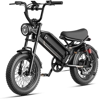 Jasion YR16 Electric Bike for Adults Teens, Peak 1000W Electric Bicycle, 48V 12.5AH Battery Dirt Bike with Dual Suspension & Cruise Control, 16" Fat Tire 55 Miles Moped EBike Fit Teenagers & Adults