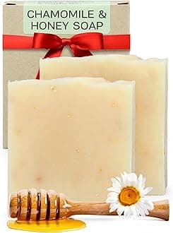 AUTHENTIC BATH & SOAP Cold Processed - Chamomile & Honey Soap Bar - for Sensitive & Dry Skin, Natural, Men & Womenl, Handmade, No Sulfates or Parabens, Cruelty Free. (Pack of 2) 120 gr Each
