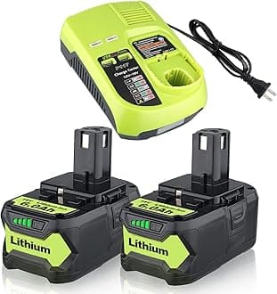Masione2Pack 6.0Ah P108 Batteries +P117 Charger Combo Replacement for Ryobi 18v Battery Compatible with Ryobi Battery P108 P107 P104 P105 P102 Charger with 260051002 P117 P118