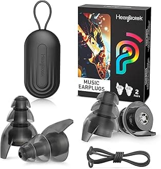 Hearprotek Silicone Concert Ear Plugs, 2 Pairs Reusable High Fidelity Earplugs for Concerts, Festivals, Motorcycling, Black