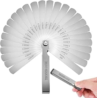 26 Blades Stainless Steel Feeler Gauge, Metric and Imperial Gap Measuring Tool Width and Thickness Feeler Gage Gauge for Spark Plug, Valve Adjustment Tool, 0.04-0.63mm