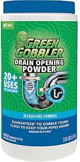 Green Gobbler Drain Clog Remover & Drain Cleaner Powder, 20+ Treatments, Maintenance Breaks Down Grease, Paper, Fat & Oil, Septic Safe