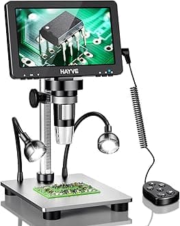 Hayve 7" LCD Digital Microscope, 1200X Magnification for Coin PCB Circuit Repair Soldering, 16MP Camera Sensor Coin Microscope, Wired Remote, 10 LED Light, Compatible with Windows/Mac OS