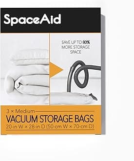 SpaceAid Vacuum Storage Bags, Space Saver Sealer Compression Bags for Comforters, Blankets, Pillows, Bedding, Clothes (Medium 3 Pack)