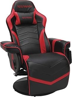 Racing Style Gaming Lounge Chair with Adjustable backrest, Leather Wood Metal, Red/Excursion, Solid Color (Getaway Solids), 35.04"-51.18" D x 30.71" W x 37.01"-44.88" H