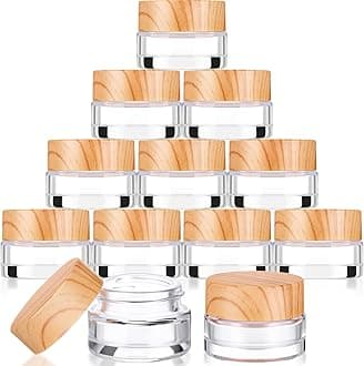 Geiserailie 12 Pcs 5 Gram Glass Cosmetic Jars with Lids Small Empty Sample Jars with Inner Liners Leak Proof Lids Makeup Sample Containers for Cream, Lotions, Powders and Ointments DIY (Clear)