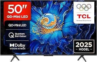 TCL 50C6KS-UK QD-Mini LED TV, 4K HDR Premium, Powered by Google TV (Dolby Vision & Atmos, Hands-Free Voice Control, Apple AirPlay 2 & Alexa，2025 Model)