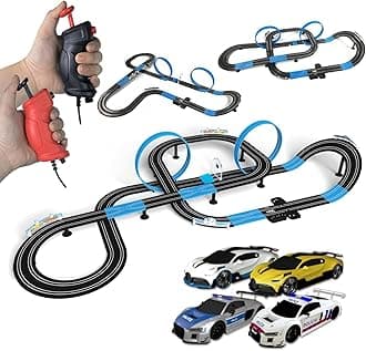 High Speed Series Dual Track Set, 8.4m Electric Track with 4 Vehicles Official Licensed Slot car Racing, Comes with 2 Hand Controls and Track Parts and a Lap Counter.