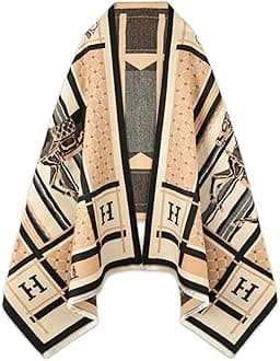 EXTREE Scarfs for Women Pashmina Silky Shawl Wrap for Evening Dressing Blanket Open Front Poncho Cape