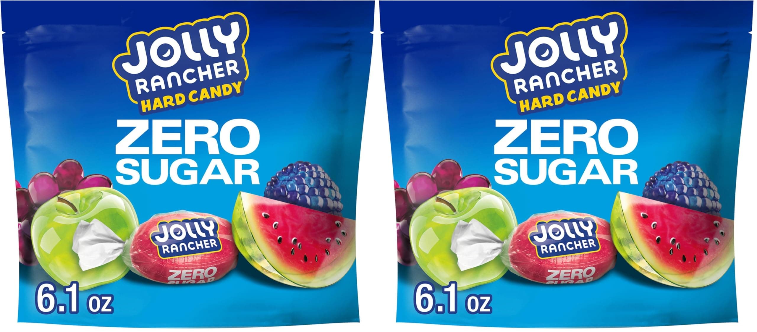 JOLLY RANCHER Zero Sugar Assorted Fruit Flavored Hard Candy Bag, 6.1 oz (Pack of 2)