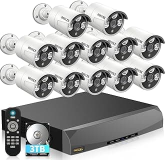 OOSSXX (HD 2.7K 5.0MP with Audio) Outdoor Wired Security Camera Systems PoE Outdoor Surveillance Video System