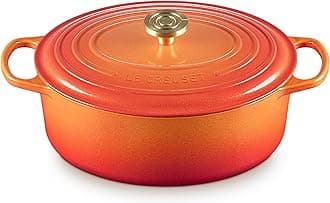 Enameled Cast Iron Signature Oval Dutch Oven, 6.75 qt., Flamme Doree with Crucible Knob