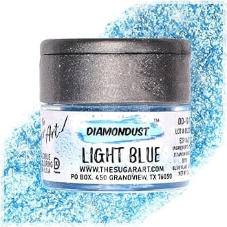 Light Blue Edible Glitter for Drinks, Cocktails, Cake Decorating, Strawberries, Chocolates & More | No Taste | 4g | 100% Food-Safe | Kosher, Vegan, Gluten & Nut Free | DiamonDust by The Sugar Art