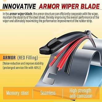 AUTOBOO 18" and 18" Windshield Wipers Blades (Pack Of 2),OEM Quality Premium All-Seasons Wiper blades,Stable and Quiet Armor wiper blades