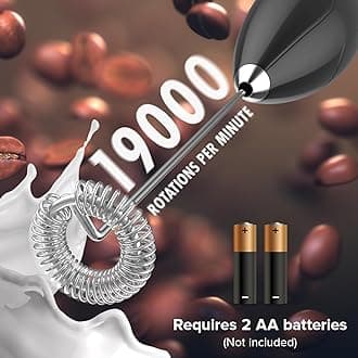 PowerLix Powerful Handheld Milk Frother With Stand Battery Operated Foam Maker Frother Wand For Coffee (A Black) (A Black)