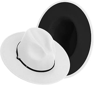 Wide Brim Fedora Hats for Women Mens Felt Fedora Hats with Belt Buckle