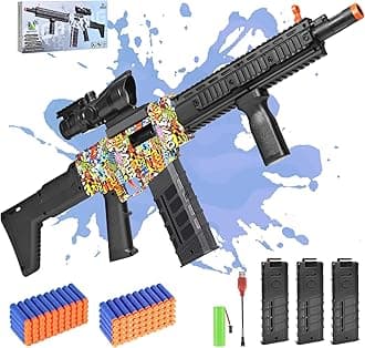 Realistic Sniper Rifle Toy Guns for Nerf Guns Bullets, Electric Foam Blaster Toy Set with Scope, 100 Soft Darts and 3 Magazines, Kids Semi Automatic Machine Toy Gun for Boys 8-12 Old