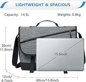VASCHY Messenger Bag for Men, 14-17inch Laptop Bag Lightweight Computer Briefcase Crossbody Shoulder Bag for School,Work