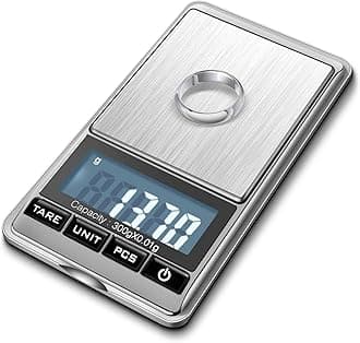 Flexzion Jewelry Small Digital Scale .01 Gram Accuracy - Portable Digital Jewelry Scale Gram & Ounces with 300g Weight Capacity - Micro Scale for Herbs, Gold, Coins with Multi-Unit Conversion