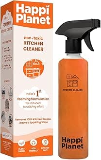 Happi Planet | Kitchen Cleaner Spray | India’s 1st Foaming Formulation for Less Scrubbing | 500ml | Suitable for Stoves, Chimneys, Counter Tops, Appliances, Walls & Cabinets | Non Toxic & Natural