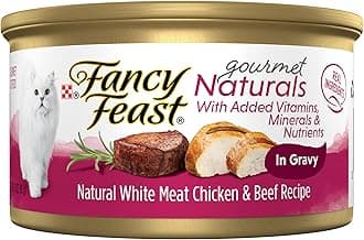 Purina Fancy Feast Wet Cat Food Gourmet Naturals White Meat Chicken & Beef Recipe in Gravy - (Pack of 12) 3 oz. Cans