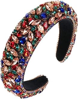 WILLBOND Velvet Padded Crystal Rhinestone Headband Crystal Embellished Hair Hoop Retro Jewelled Hairband Hair Accessory for Women Wedding Parties Ceremonies Birthday Banquet