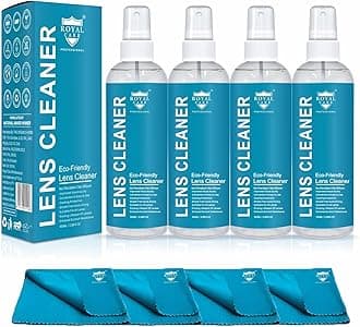 Royal Care Lens Cleaner Spray 100 ML Pack Kit – Professional Lens Cleaner Spray with Microfiber Cloths – Best for Eyeglasses, Cameras, and Lenses - Safely Cleans Fingerprints, Dust, Oil (Pack of 4)