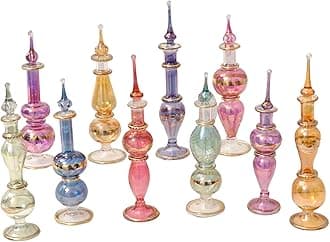 Egyptian perfume bottles, Perfume making kit, Decorative perfume bottles, Set of 50 Decorative Vials, Each 4" High (12cm), Assorted Colors