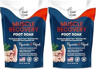 FOOT CUREMuscle Relief Soak with Epsom Salts - All Natural Soak Salts for Post Workout Recovery - Softens Calluses - Soothes Sore & Tired Feet, Odor Scent, Spa Pedicure Made in USA - 16oz