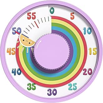 Secura 60-Minute Rainbow Visual Timer 6-Inch Mechanical Countdown Timers for Teaching, Meeting, Cooking, Working - Timer for Kids with Magnetic Backing (Purple)