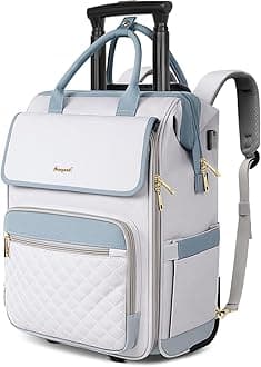 Rolling Backpack for Women, Travel Rolling Laptop Backpack with Wheels