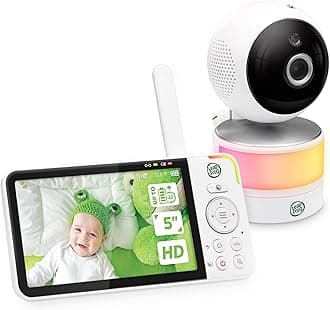 LeapFrog LF915HD Video Baby Monitor with 5” 720p HD LCD Display, 360° Pan & Tilt with 8X Zoom Camera, Color Night Vision, Night Light, Two-Way Intercom, Smart Sensors