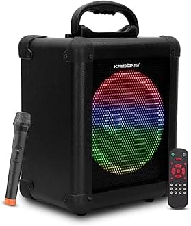 Krison Newly Launched Qube Bluetooth Party Speaker 80W| Karaoke Wirelss Mic| Portable Trolley Outdoor Speaker|Inbuilt Battery Upto 6 Hours Playtime| Aux/TF/USB/8" Driver.