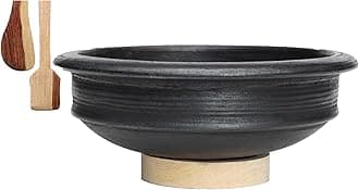 Craftsman Deep Burned Clay Pot/Earthen/Mud/Mitti Handi for Cooking and Serving 3 Liter