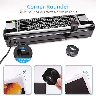 Laminator Machine for A3/A4/A6, YE381 Thermal Laminating Machine for Home Office School Use with 20 Pouches, Paper Trimmer and Corner Rounder