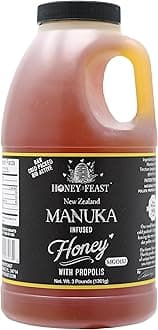 HONEY FEAST Manuka & Propolis Infused Honey 3 Pounds, MGO 182 – New Zealand Manuka Blend with Propolis, Patent-Pending Formula