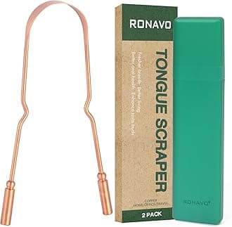 RONAVO Copper Tongue Scraper for Adults, Oral Care & Hygiene Tongue Cleaner for Fresher Breath with Travel Case