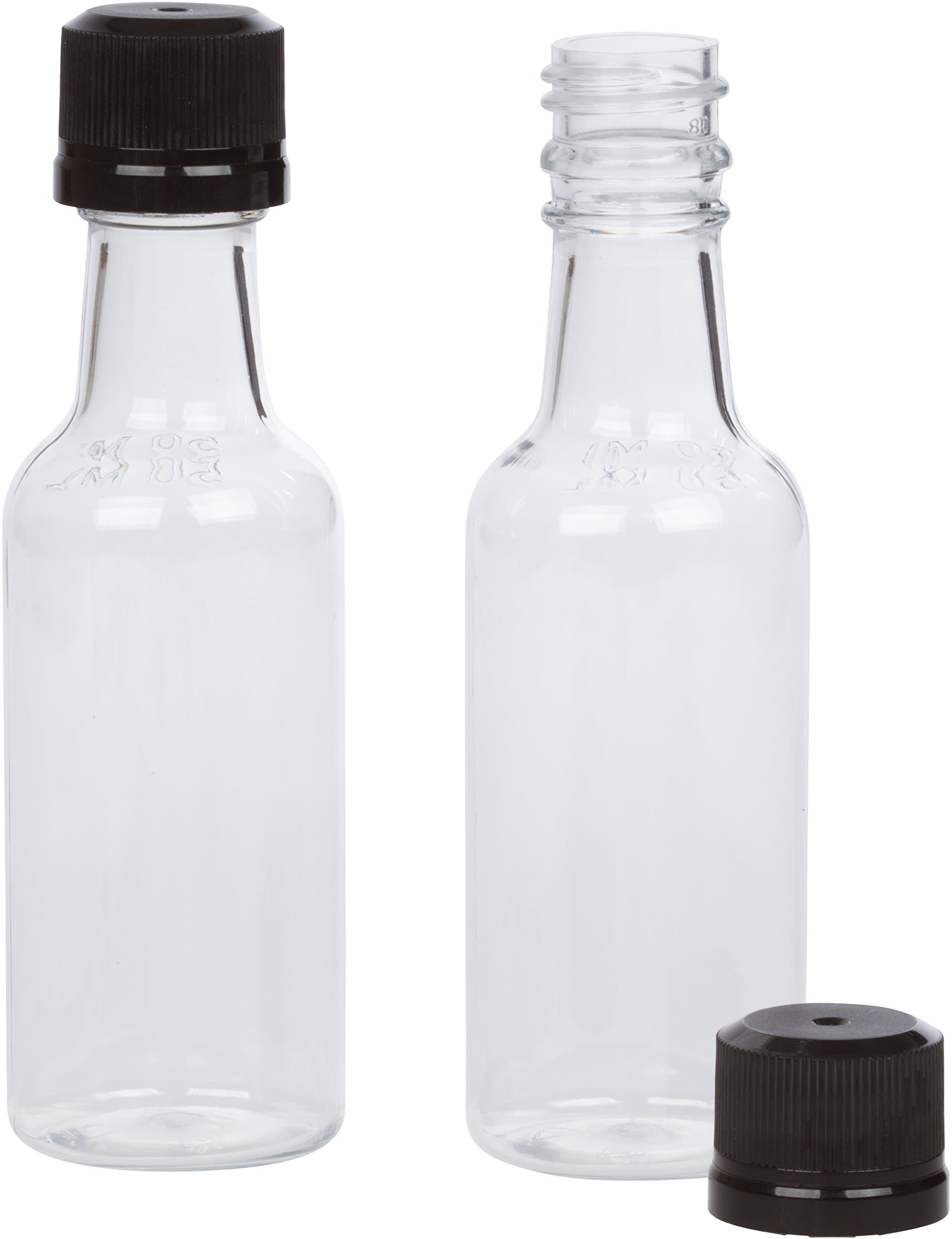 (12) Mini Liquor Bottles 50ml Black Mini Empty Plastic Alcohol Shot Bottles (Black)