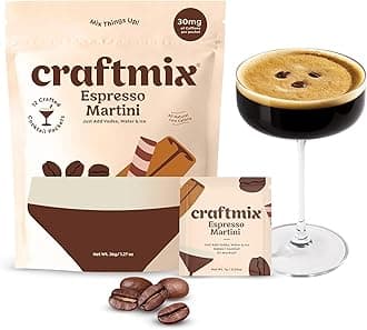 CRAFTMIX Espresso Martini Mix, Makes 12 Drinks, Skinny Cocktail & Mocktail Drink Mixers - Instant Coffee Packets - Real Coffee Martini Mix - Vegan Low-Carb, Low-Sugar, Non-GMO, Dairy Free,