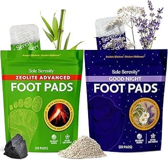 Sole Serenity Foot Pads - Zeolite Mineral, Ginger Root, Wormwood, Bamboo Vinegar, Foot Spa for Achy Feet (Bundle)