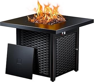 Ciays Propane Fire Pits Outdoor Gas Fire Pit, 50,000 BTU Steel Fire Table with Lid and Lava Rock, Add Warmth and Ambience to Gatherings and Parties On Patio Deck Garden Backyard